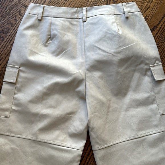 Peppermayo Ivory Walk On The Wild Side PU Cargo Pants. Straight wide legs. New. - Picture 8 of 11